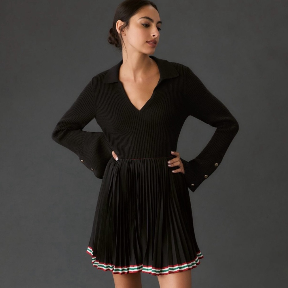 NWT Maeve Bell-Sleeve Polo Sweater
